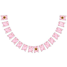 Rosa och Guld Baby Shower Välkommen World Footprin Vimplar