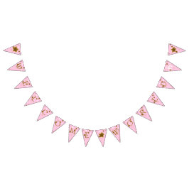 Rosa och Guld Baby Shower Välkommen World Footprin Vimplar