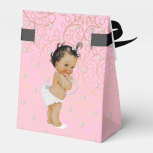 Rosa och guld- baby showerfavörtält presentaskar