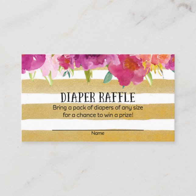 Rosa och Guld Babykläder Diaper Raffle Biljett Tilläggskort (Framsida)