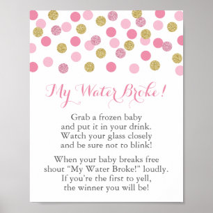 Rosa och Guld babyutlösare Min Vatten Fattiga spel Poster