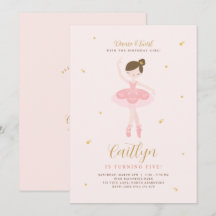 Rosa och Guld Ballerina Birthday Call