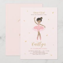 Rosa och Guld Ballerina Birthday Call