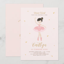 Rosa och Guld Ballerina Birthday Call
