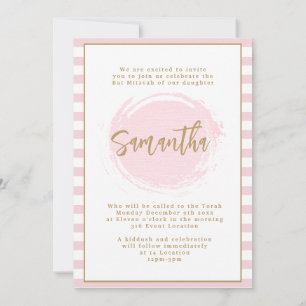 Rosa och Guld Bat Mitzvah-inbjudan Inbjudningar