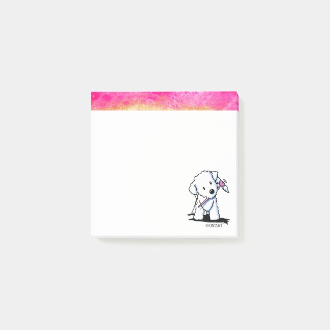 Rosa och Guld Bichon Art Notes Post-it Block (Framsida)