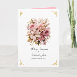 Rosa och guld blommande bröllop program