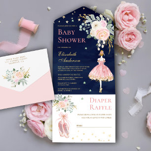 Rosa och guld Blommig Ballerina Marin Nyfödd Babyf