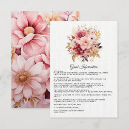 Rosa och guld blommig information för bröllopsgäst tilläggskort