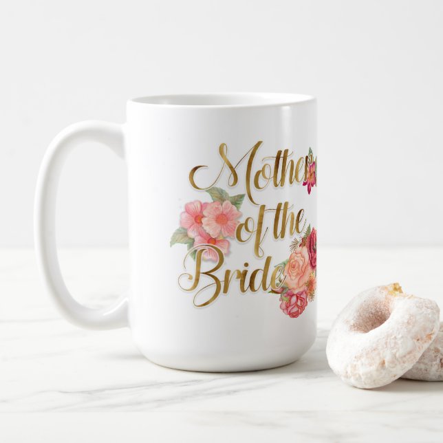 Rosa och guld blommig mor till bruden-mugg kaffemugg (Med munk)