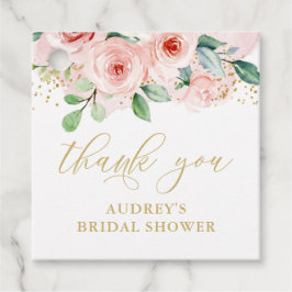 Rosa och guld blommiga tacksamhällestaggar gåvor etiketter