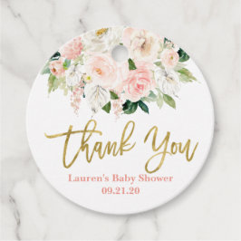 Rosa och guld blommigt av mjältkött gåvor etiketter