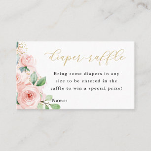 Rosa och Guld Blommigt Baby Diaper Raffle Biljett