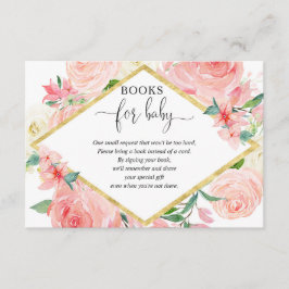 Rosa och guld blommigt, begäran om babydusch i bok tilläggskort