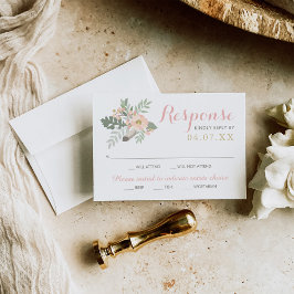  Rosa och Guld Blommigt Boho Bröllop OSA Kort