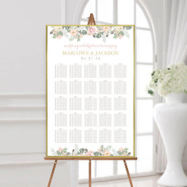 Rosa och Guld Blommigt Boho Bröllop Seation Poster