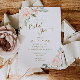  Rosa och Guld Blommigt Botanisk Möhippa Inbjudningar