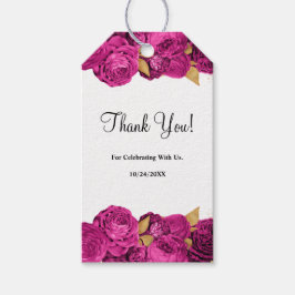Rosa och Guld Blommigt Bröllop Gift-Märkre Presentetikett