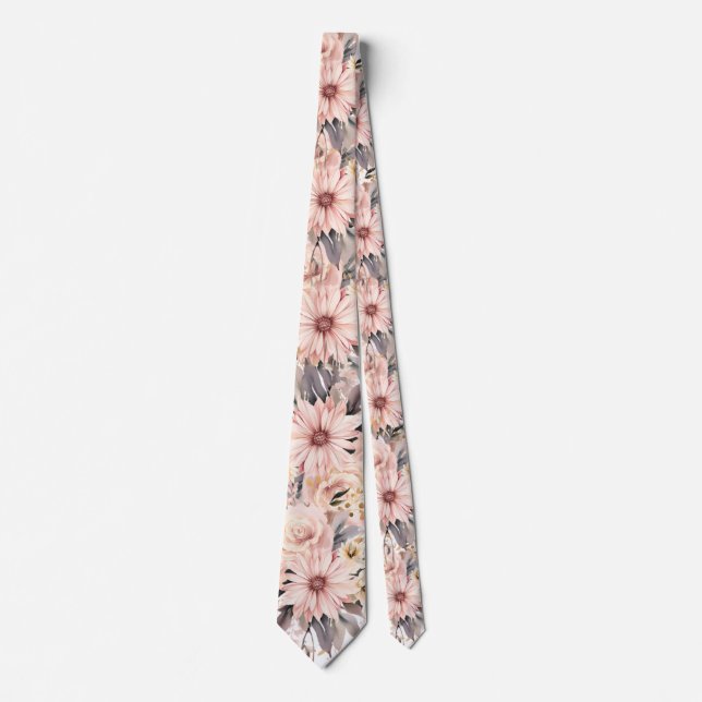 Rosa och Guld Blommigt Bröllop Groom Slips (Framsida)