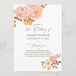 Rosa och Guld Blommigt Bröllop Program