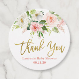 Rosa och guld blommigt gåvor etiketter