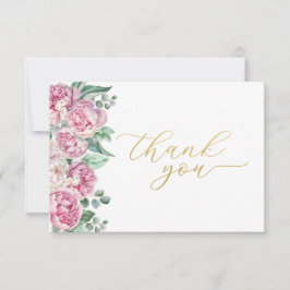 Rosa och Guld Blommigt Greenery Baby Shower Tack Kort