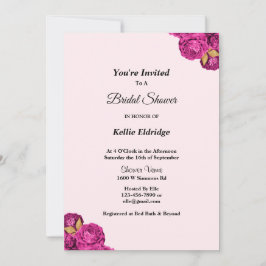 Rosa och Guld Blommigt Inbjudningskort för möhippa