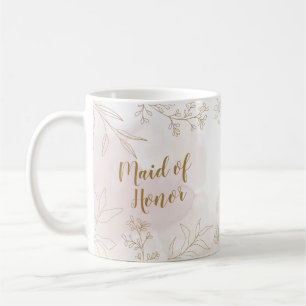 Rosa och Guld Blommigt Maid of honor Mugg