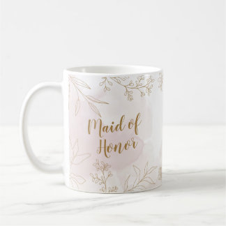 Rosa och Guld Blommigt Maid of honor Mugg