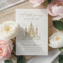 Rosa och Guld Blommigt Princess Baby Shower