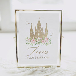 Rosa och Guld Blommigt Princess Birthday Favors Un Poster