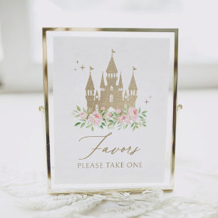 Rosa och Guld Blommigt Princess Birthday Favors Un Poster