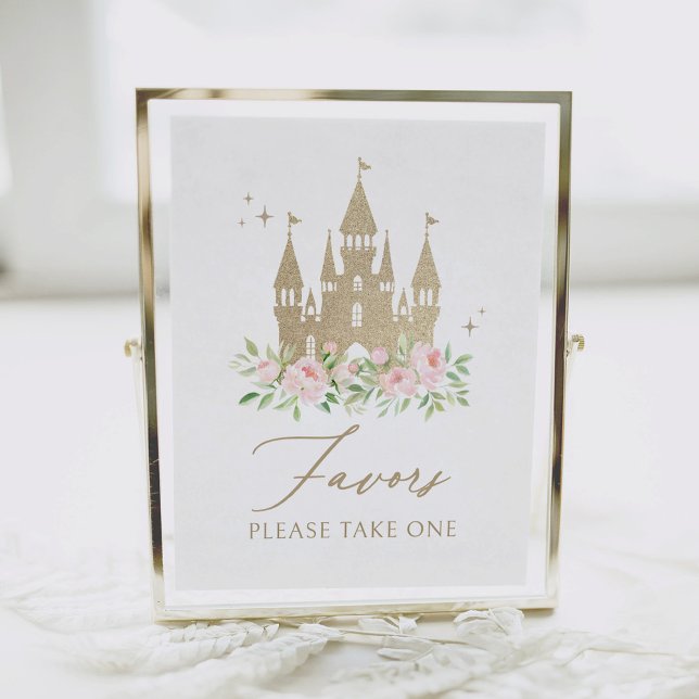 Rosa och Guld Blommigt Princess Birthday Favors Un Poster (Skapare uppladdad)
