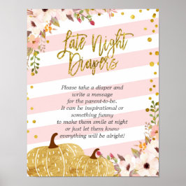 Rosa och Guld Blommigt Pumpkin Late Nght Diaper Poster