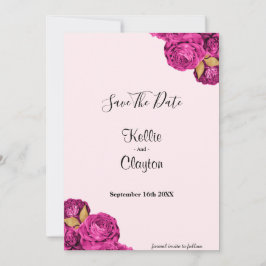 Rosa och Guld Blommigt Spara datum Datumet