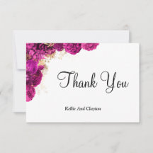 Rosa och Guld Blommigt tackkort