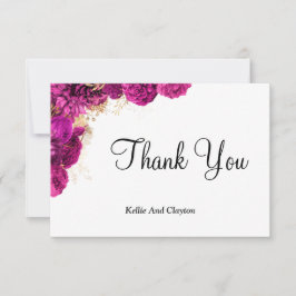 Rosa och Guld Blommigt tackkort