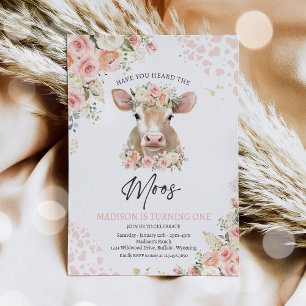 Rosa och Guld Boho-Blommigtar KodFödelsedagsfest Inbjudningar