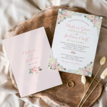  Rosa och Guld Boho-Blommigten Gräns Bröllop