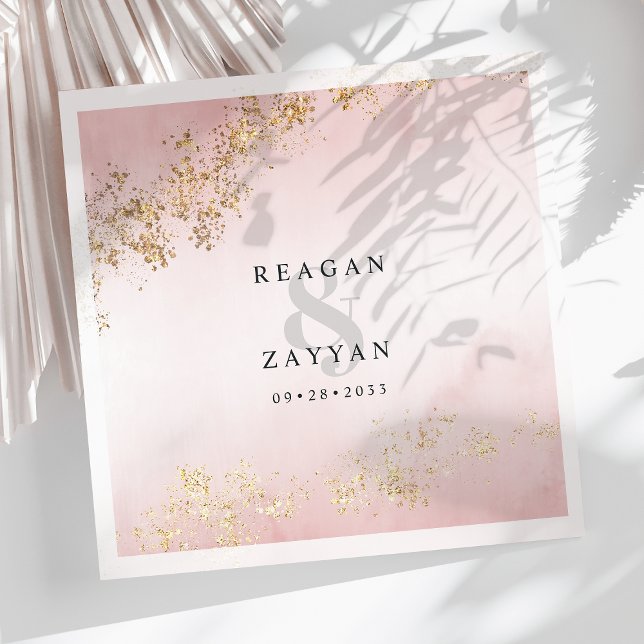  Rosa och Guld Bröllop Pappersservett (Skapare uppladdad)