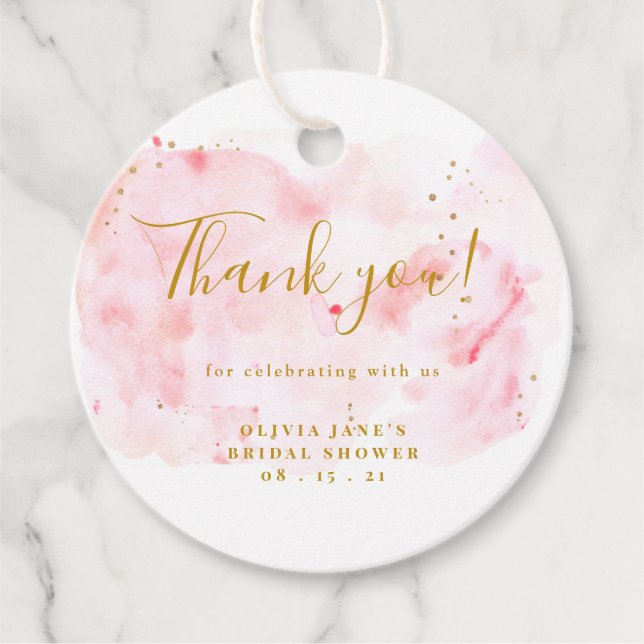Rosa och guld Bröllopsfest Tack  Gåvor Etiketter (Framsida)