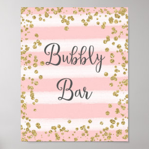 Rosa och Guld Bubble Pub Bröllop Poster Skriv ut