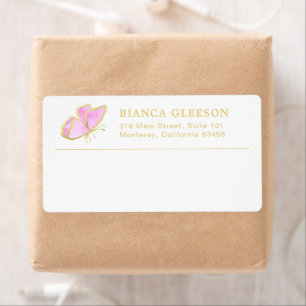 Rosa och Guld Butterfly Elegant Shipping Fraktsedel