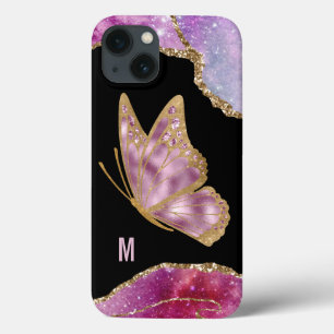 Rosa och Guld Butterfly Monogrammed