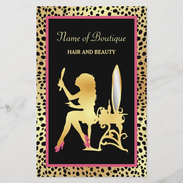 Rosa och Guld Cheetah Print Boutique Grand Open Flygblad (Framsidan)