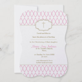 Rosa och guld- Christeningdopinbjudan Inbjudningar
