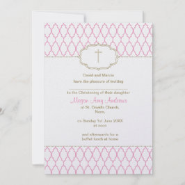 Rosa och guld- Christeningdopinbjudan Inbjudningar