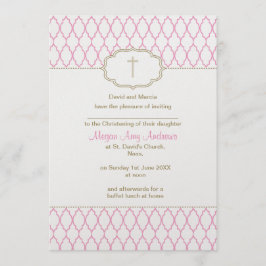 Rosa och guld- Christeningdopinbjudan Inbjudningar