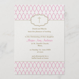 Rosa och guld- Christeningdopinbjudan Inbjudningar