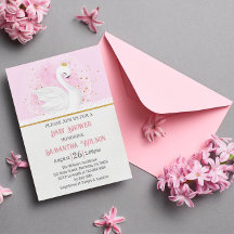 Rosa och Guld Confetti Svan Princess Baby Shower